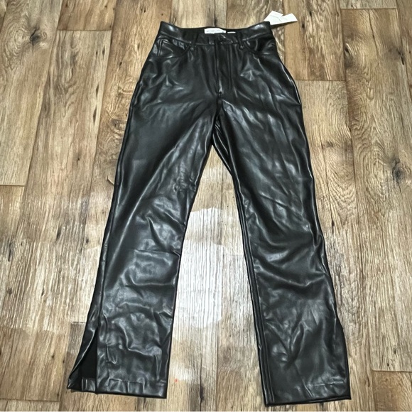 ABERCROMBIE & FITCH Faux Leather Pants Size 6 Black Side Leg Slit New With tags - Picture 3 of 15